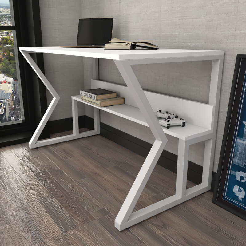 Waka 120Cm W Computer Desk, White, White