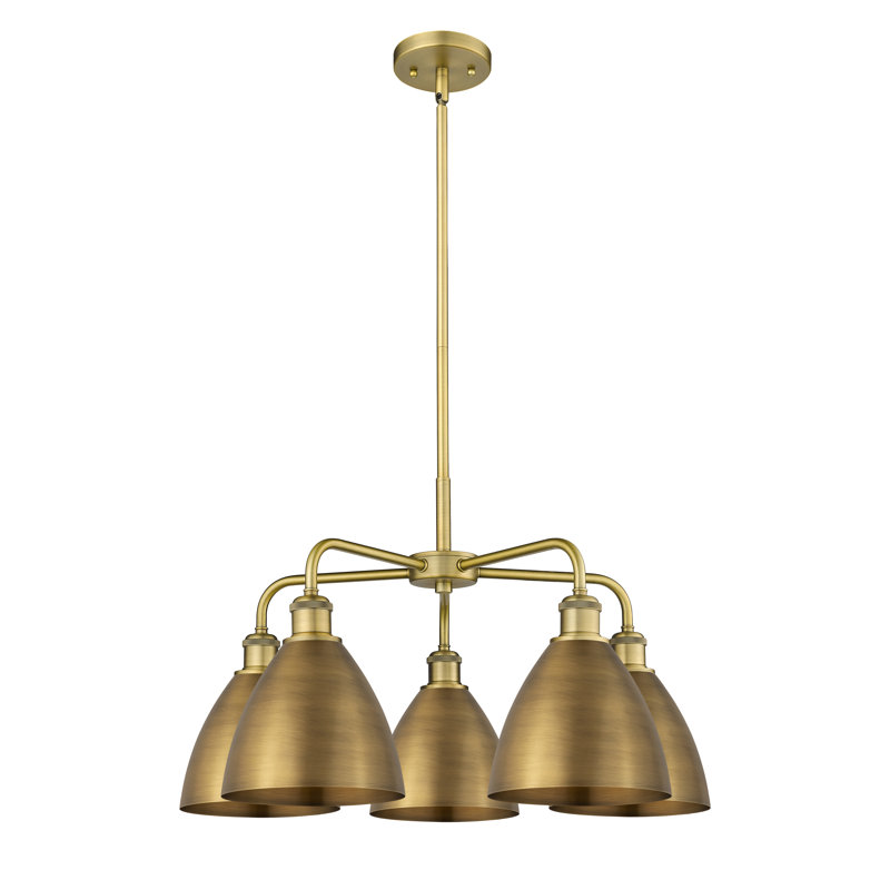 Lustre en dôme à 5 lumières Trickett, Laiton brossé, Laiton brossé