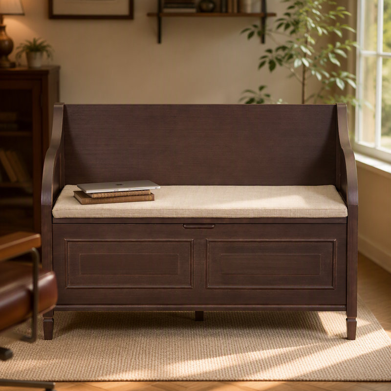 Banc de rangement rustique multifonctionnel, Brun, Brun, Bois espresso