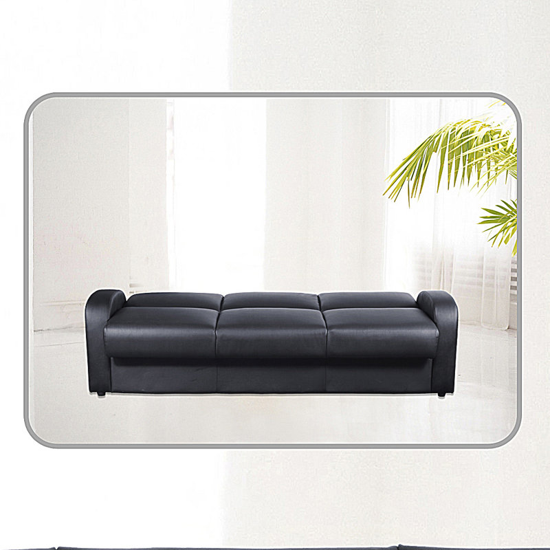 Cauldwell 3 Seater Faux Leather Sleeper, Black
