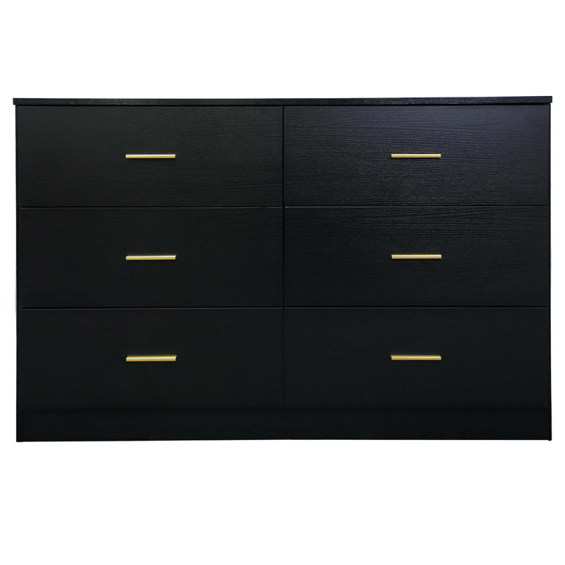 Commode moderne à 6 tiroirs pour la chambre à coucher - Vaste commode de rangement, robuste et sécuritaire, Noir