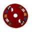 Mini Handmade Christmas Tree Skirt in Hand Felted Wool - Train on Red - 26"