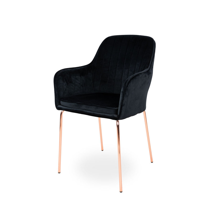 Orestes 45 cm H Tufted Upholstered Velvet Armchair, Black, Black