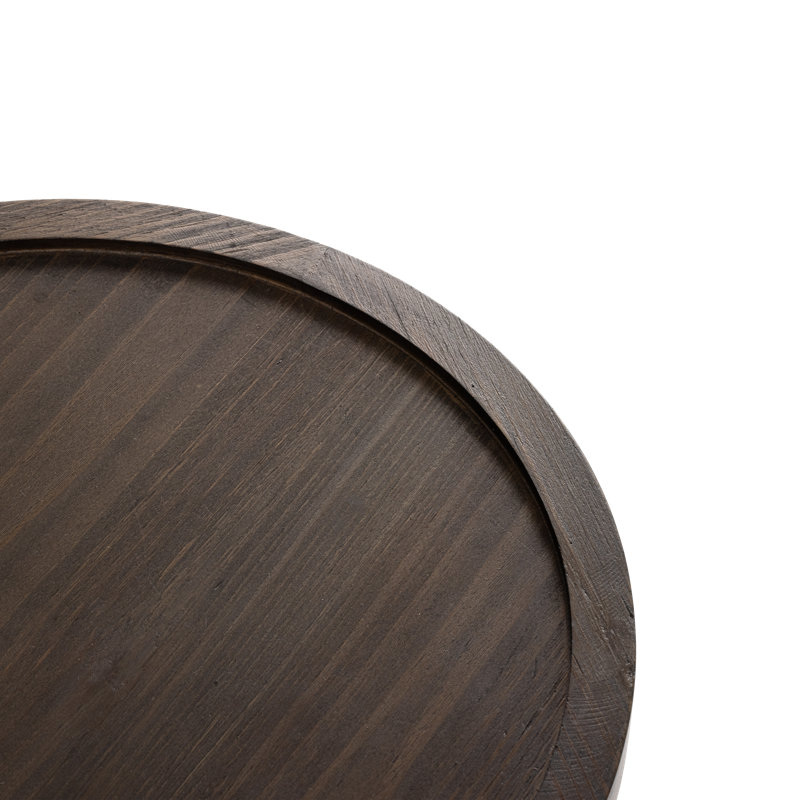 Espresso Round Wood Pedestal Tray Top End Table