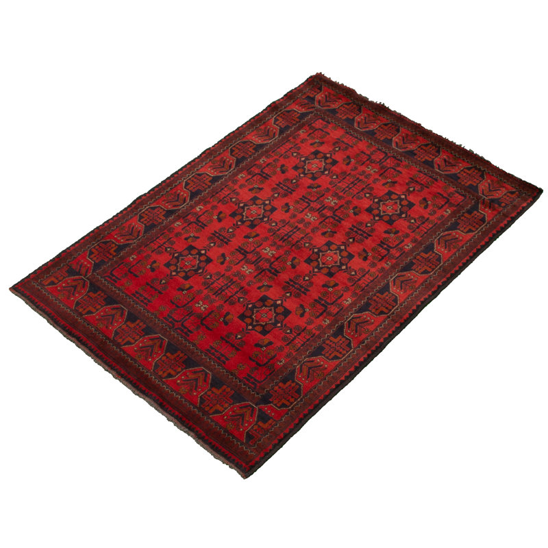 Rangement à la main one-of-kind-noué la 2010 esari turkoman rouge 4 pi 3 po x 6 pi, 2 po de la laine tapis Vilhelm