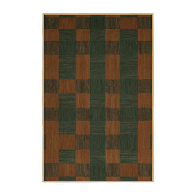 Machine Washable Checkered Brown Area Rug