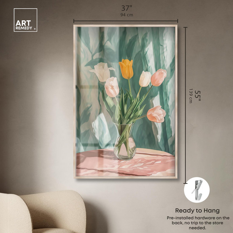 Décoration florale de table à fleurs, H 55 po x l 37 po, Crème, crème