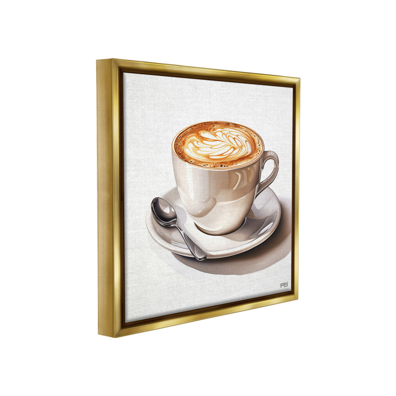 "Chic Modern Cappuccino" par RB sur toile, Cadre flottant métallique doré, H 18 po x l 18 po