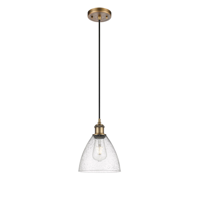 Luminaire suspendu en forme de dôme à 1 lumière Haide, DEL, H 11,25 po x l 7,5 po x P 7,5 po, Laiton brossé