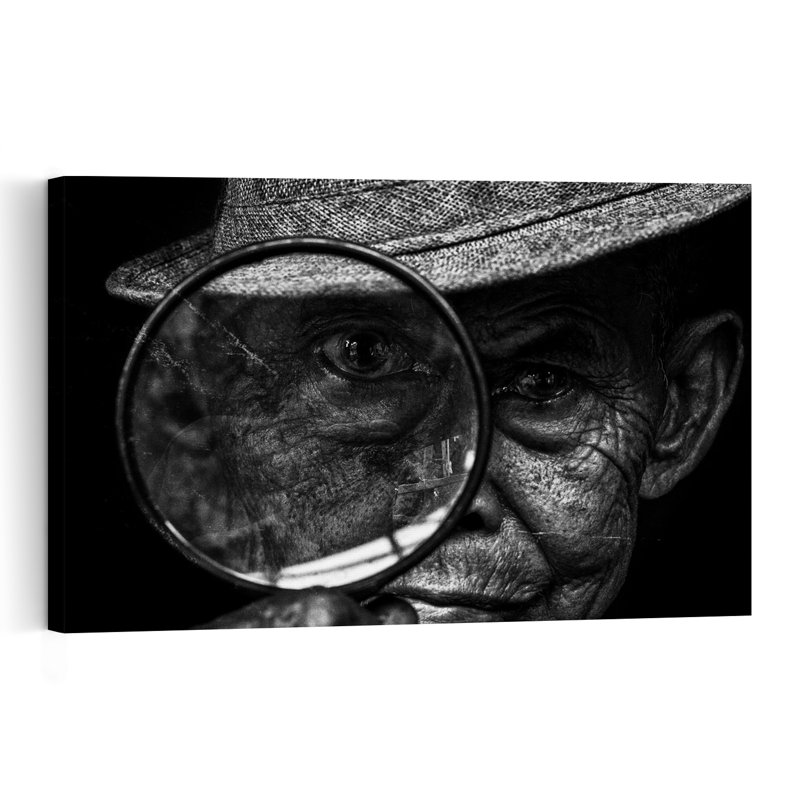Regard grossi du détective - Affiche murale abstraite contemporaine vintage, 16" H x 24" W