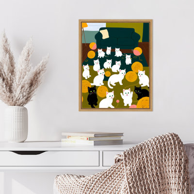 «Cats and Wool» par Maupin, reproduction d'art sur toile encadrée