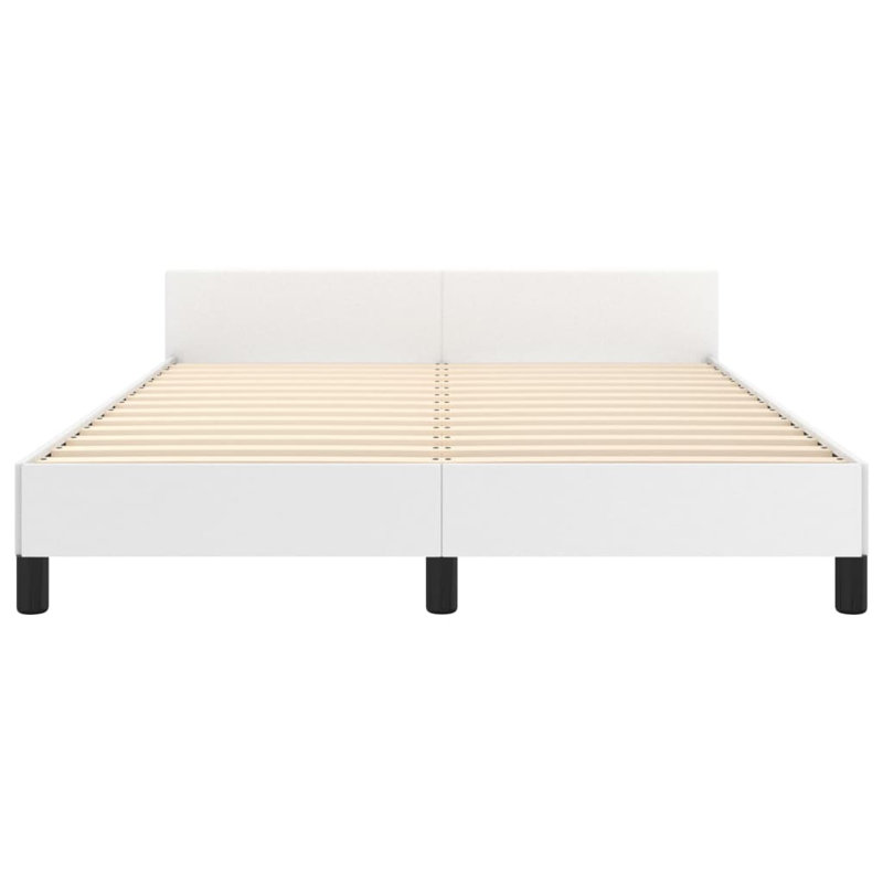 Structure de lit Singha, support de lattes, sans matelas, similicuir, Blanc, Double