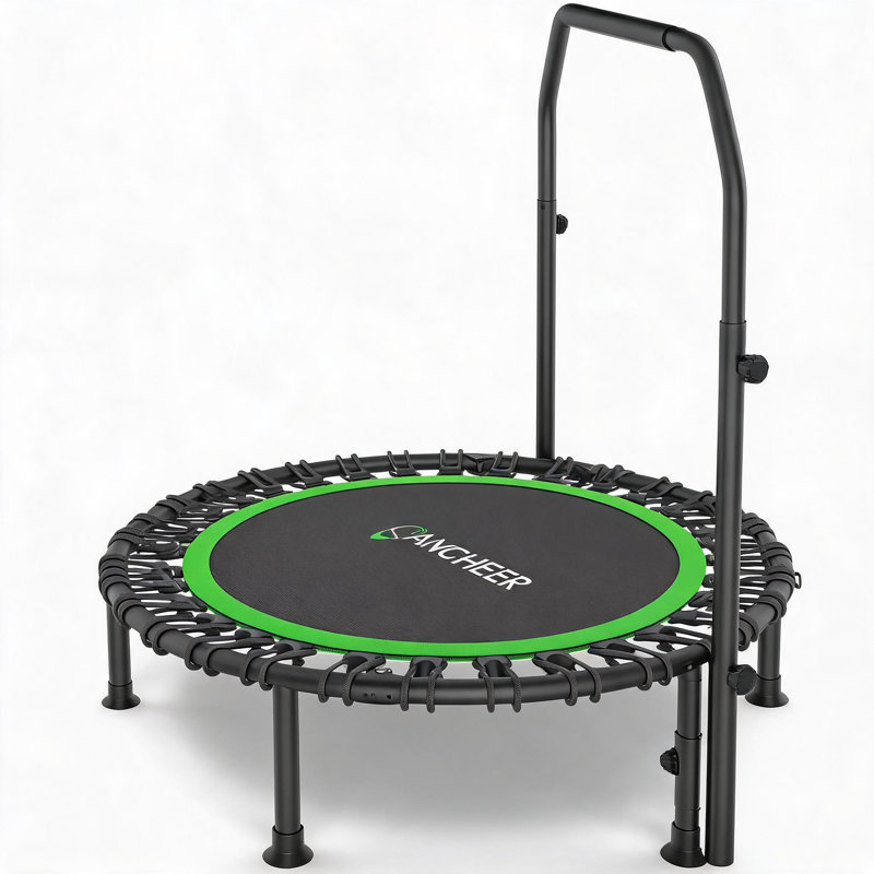 Mini trampoline pliable de 40 po, charge intérieure maximale de 450 lb avec trampoline réglable à 4 niveaux et bandes de résistance, trampoline d'exercice pour adultes pour la maison, le jardin et la salle de sport