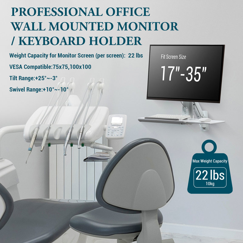 Adjustable Electronic Wall Mounts Stand With Keyboard Holder, Monitor Screen
