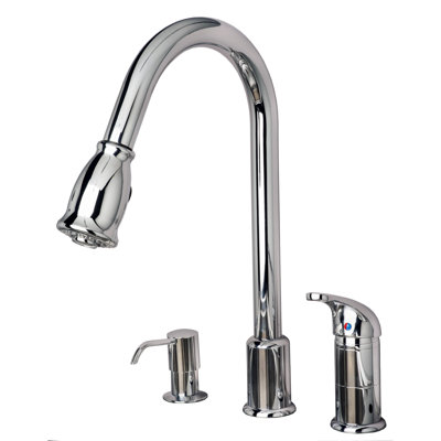 Single Handle Pull Down Kitchen Faucet with Soap/Lotion Dispenser