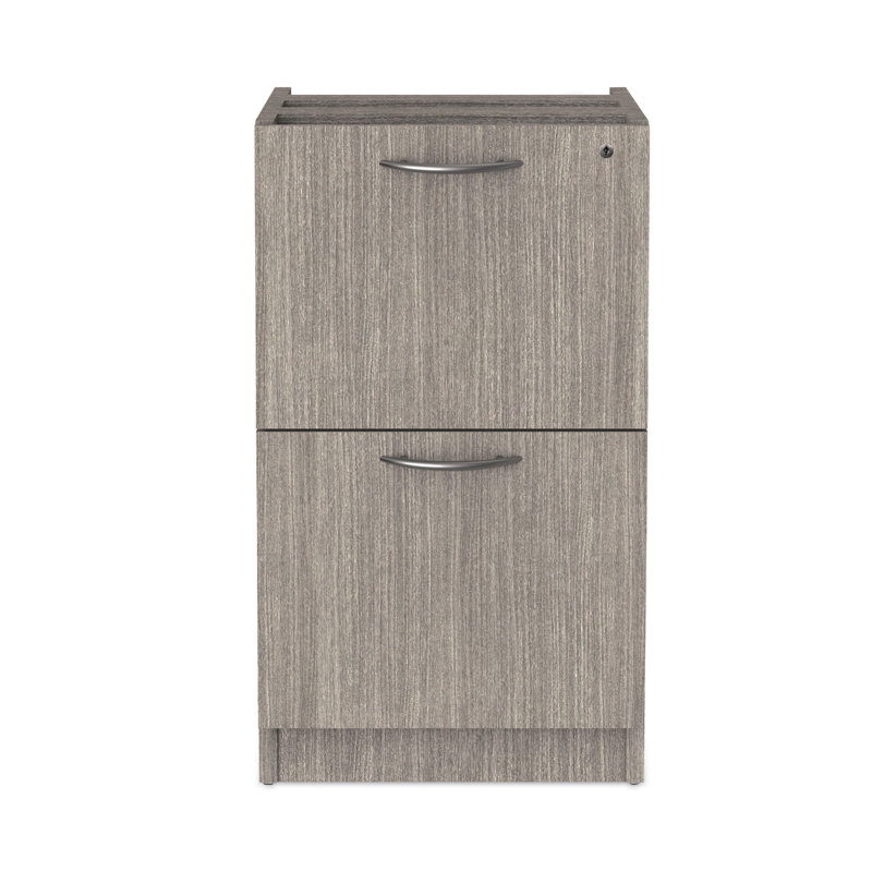 Gray Lockable 2-Drawer Legal Size Pedestal File Cabinet