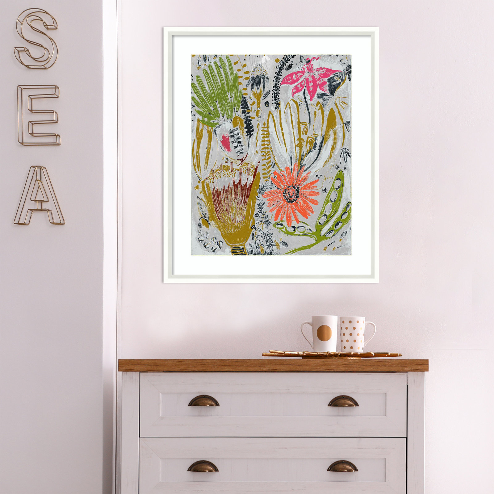 Tropical Blooms by Maya Woods, White, 21" W x 25" H