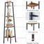 Tablette d'angle, bibliothèque d'angle à 4 niveaux, étagère d'angle rustique, étagère de présentation industrielle pour salon, cuisine, bureau personnel, balcon, petit espace, structure en métal, brun rustique