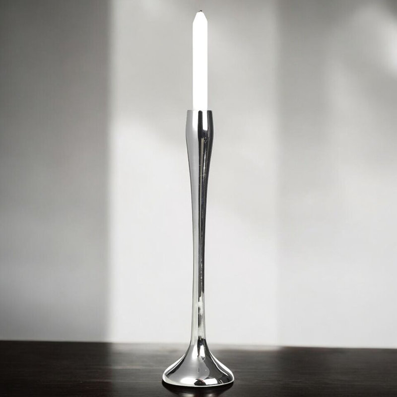 2 Piece Metal Tabletop Candelabra Set, 12.21cm H x 3.54cm W x 3.54cm D, Silver