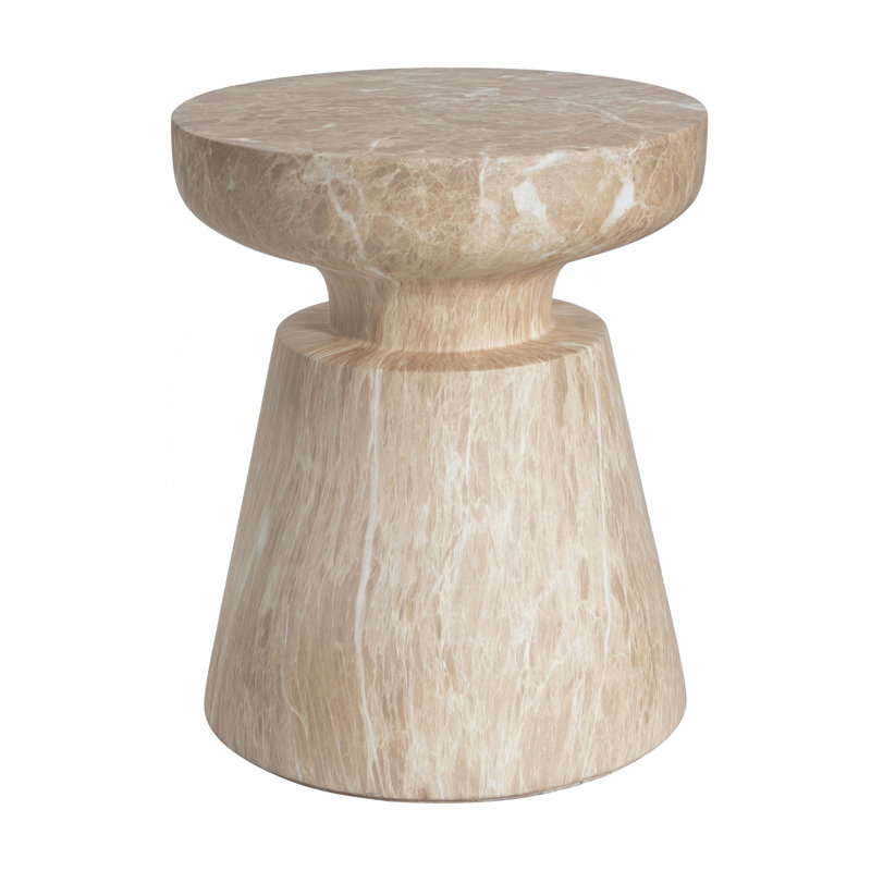 Table d'appoint d'extérieur en travertin, Doré
