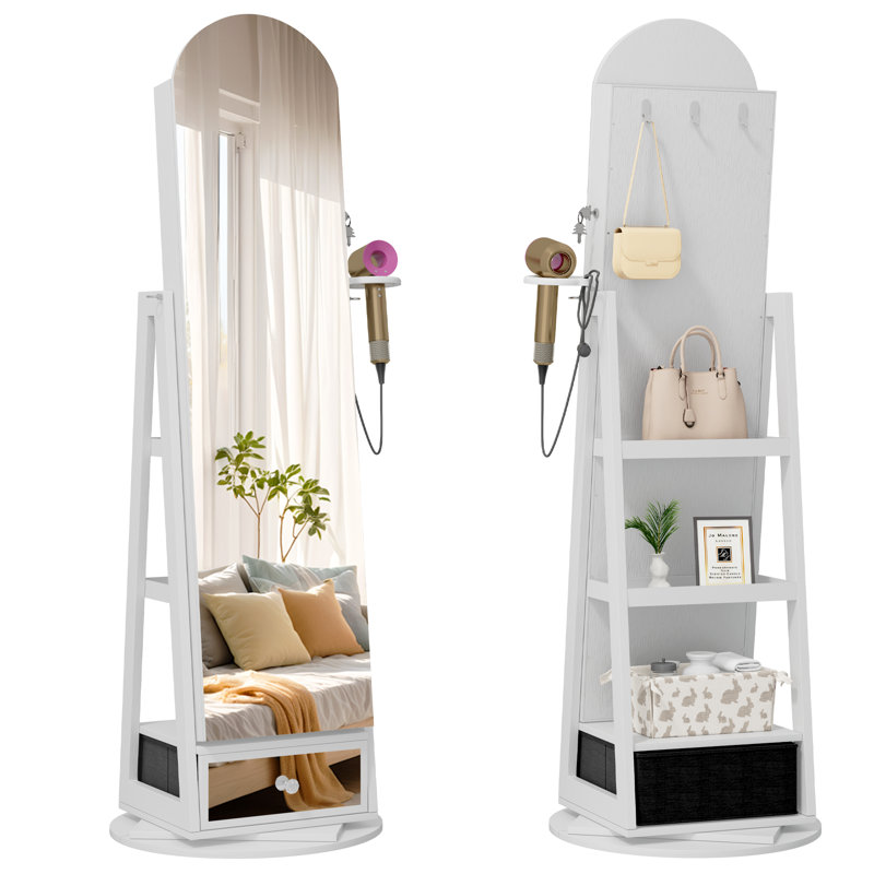 Freestanding Jewelry Armoire, White