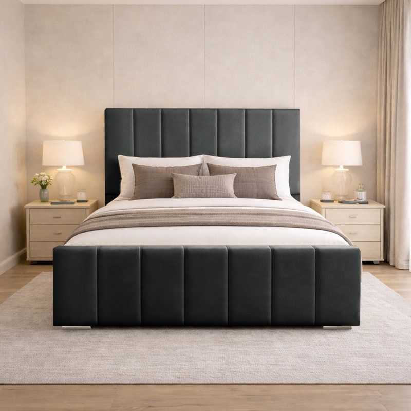 Connell Upholstered Bed Frame, Single (3'), Asphalt