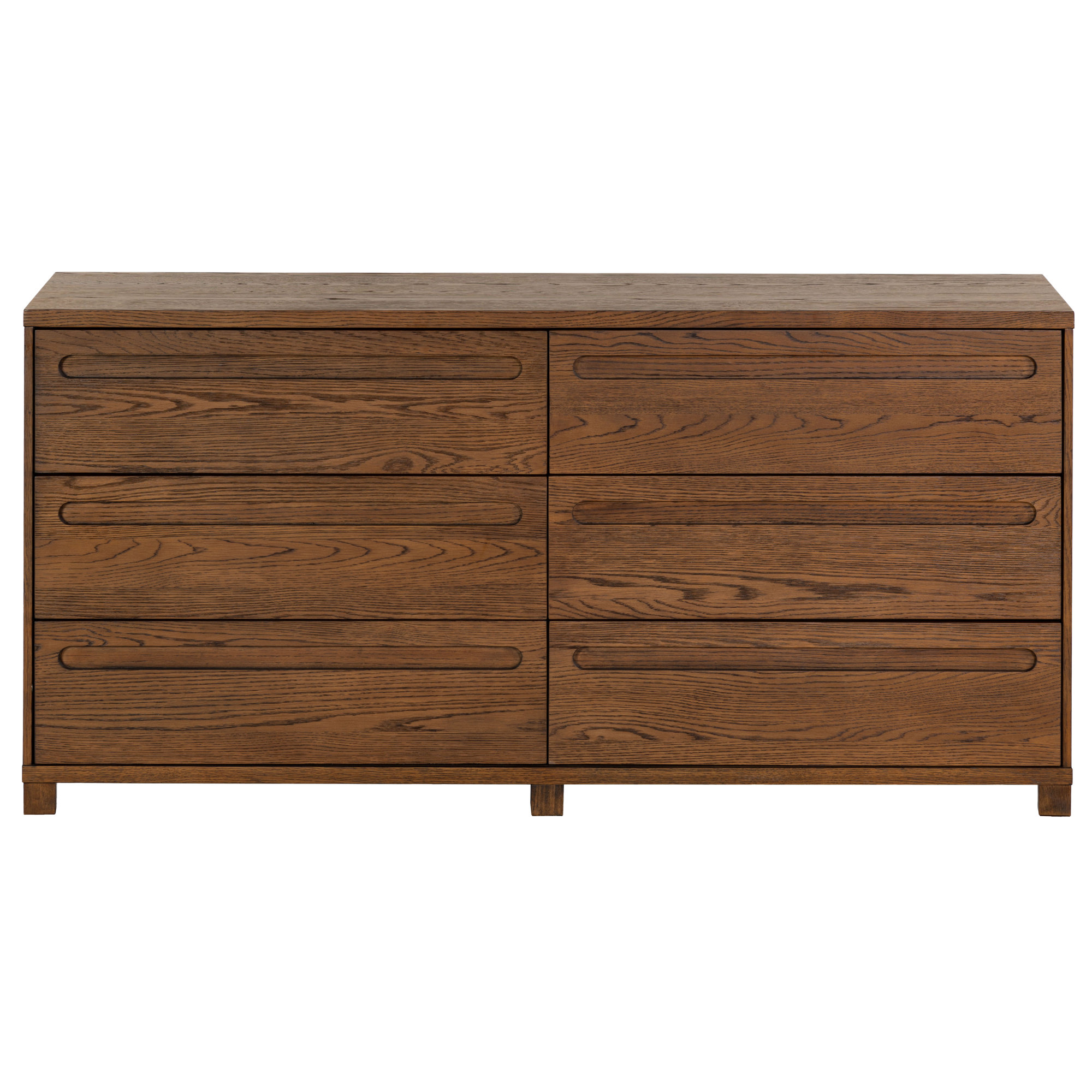 Lesheka 6 Drawer Wood Dresser, Medium Oak