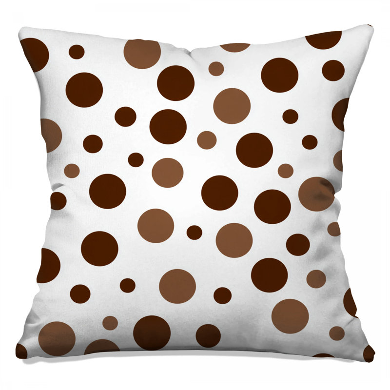Coussin décoratif à pois, Pois bruns, Square 14"