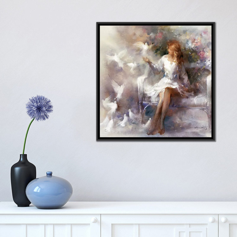 «White Dreams», reproduction sur toile, H 18 po x l 18 po x P 1,5 po, Toile encadrée noire, Pas de tapis
