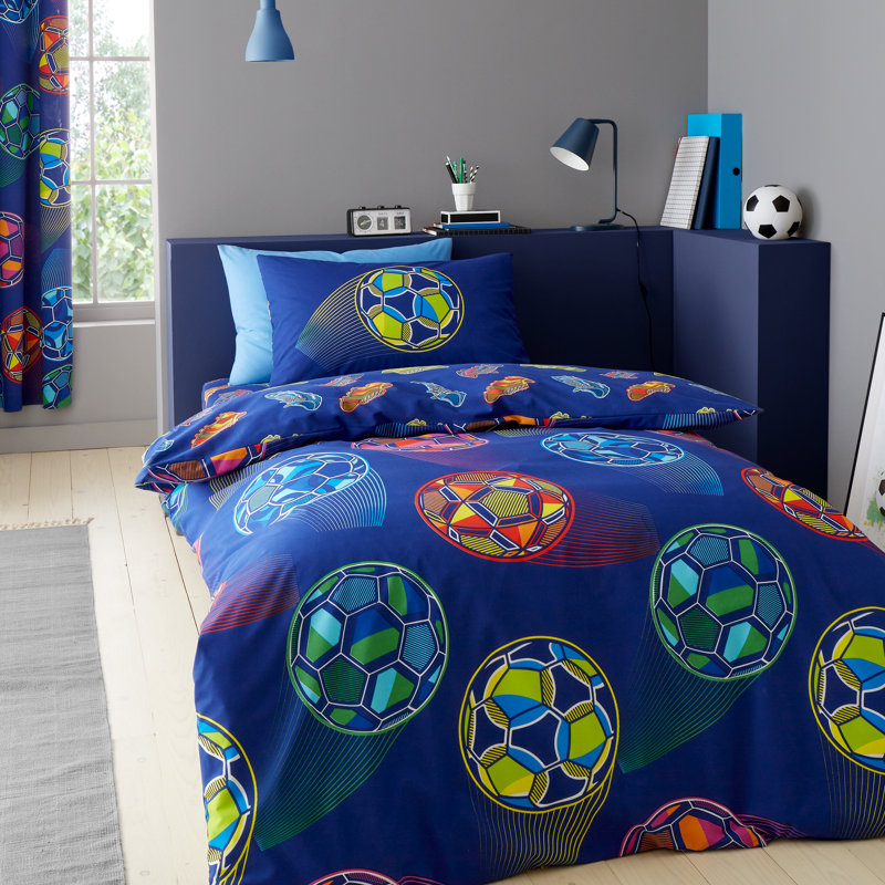 Bright Football Reversible Duvet Cover Set, Double