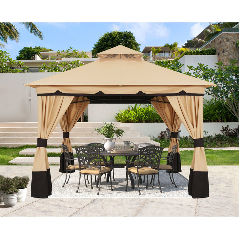 Steel Patio The Soft Roof Gazebos, Khaki, 8 Ft. W x 8 Ft. D