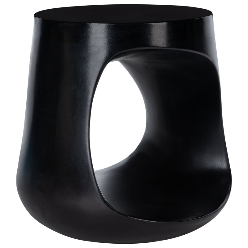Chade Outdoor Concrete Accent Stool, Black