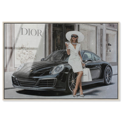 «Urgent Stop at Her Favorite Store», reproduction d'art acrylique encadrée par Art Remedy, cadre argenté, 15 x 10