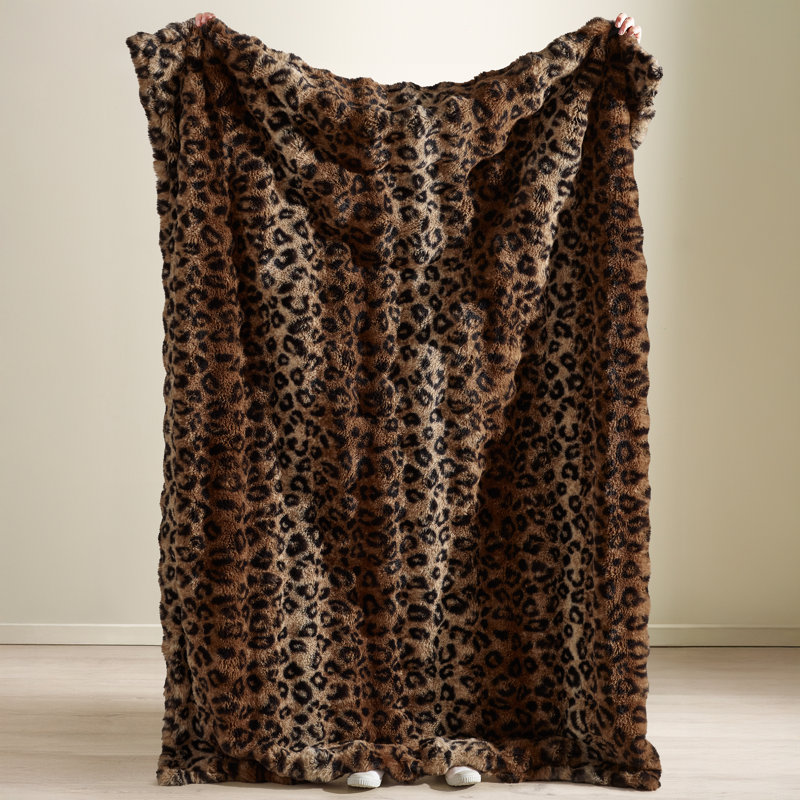 Animal Print Faux Fur 130x170cm Blanket Throw