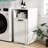 White Laundry Cabinet With Divided Compartments And Removable Liner, Keeps Room Clean During Time, 15.77 In Width, Depth, 30.41 Height, 34.09 Lb Liner For Simple Management, Fits Tight Spaces, Open
