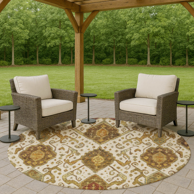 Machine Washable Indoor/Outdoor Mattis ACN2306 Global Rug, Round 8'