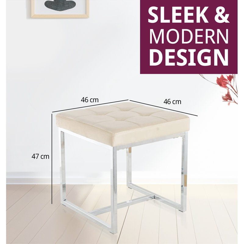 Finley Velvet Stool With Metal Base (pair), Brown