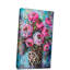 45*30，1pc Modern Vertical Roses & Leopard Print Wall Art with Turquoise Vase - Wood Frame Wrapped Canvas Suitable for, Bedroom.
