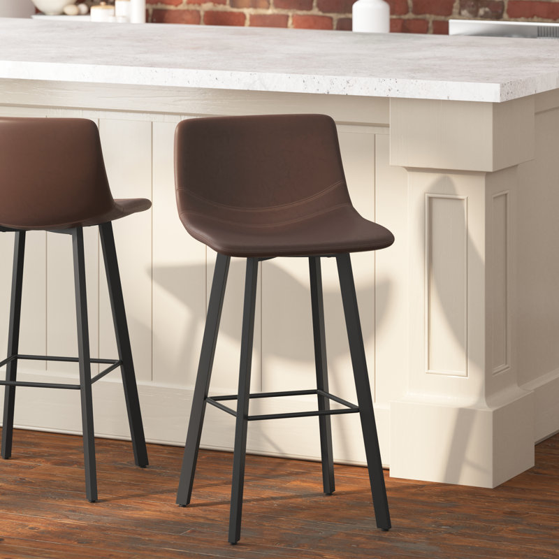 Brandy Upholstered Counter Stool with Metal Frame, Chocolate Brown