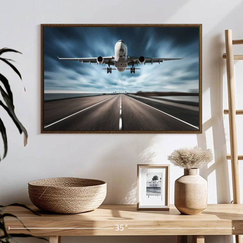Avion de piste, 25 po x 17 po, Cadre flottant noyer