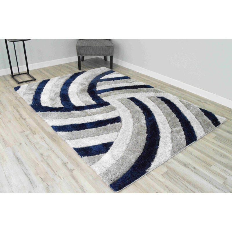 Modern Arriola Shag Abstract Geometric Rug For Living Room Bedroom, Rectangle 2'7" x 3'11"