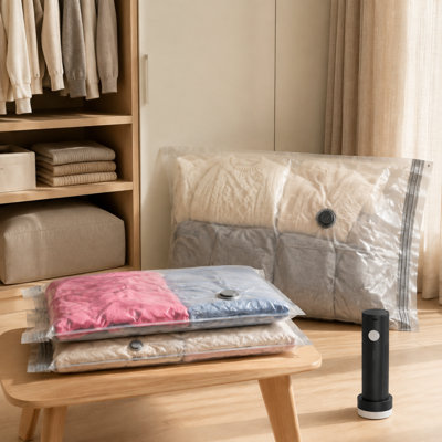 Paquet de 18 sacs de voyage sous vide avec pompe électrique rechargeable, sacs de rangement compacts pour vêtements, bagages, sacs à dos et valises