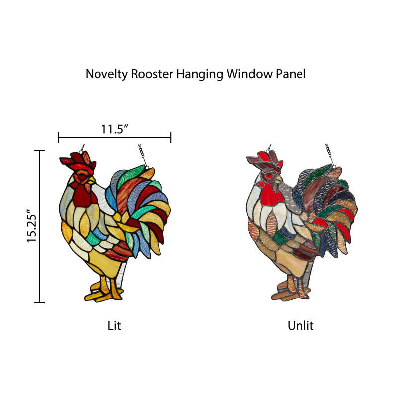 15.25"H Rusty the Rooster-Stained Glass Window Panel