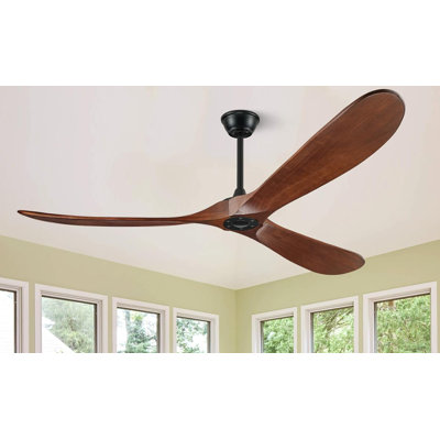 60"Walnut Wood Ceiling Fan Without Light 