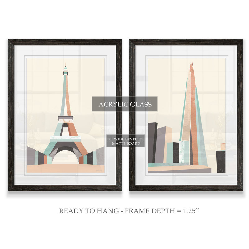 « graphicing architecture i » par antonyme bunjamin (abe)-ensemble de 2 reproductions d’art sur cadre photo, Blanc