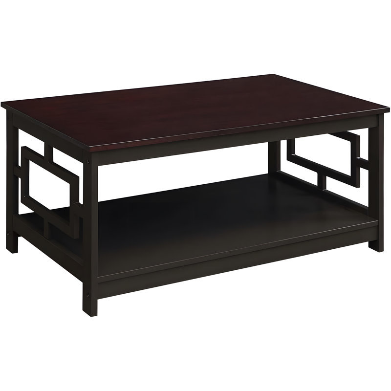 Town Square Collection Transitional  Coffee Table With Bottom Shelf, Espresso