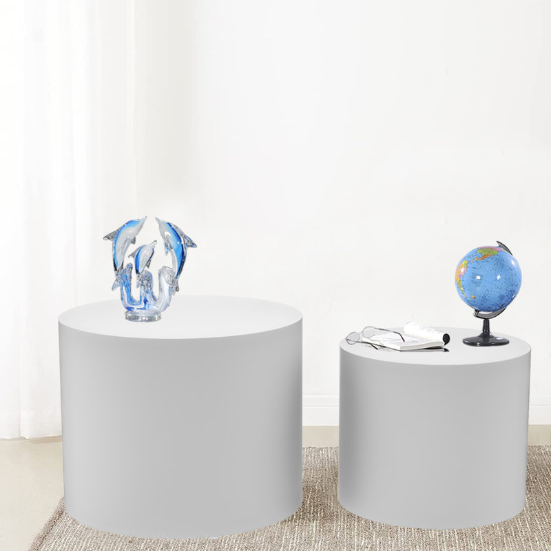 Drum Nesting Tables (set Of 2),Coffee TableLiving Room Table, White