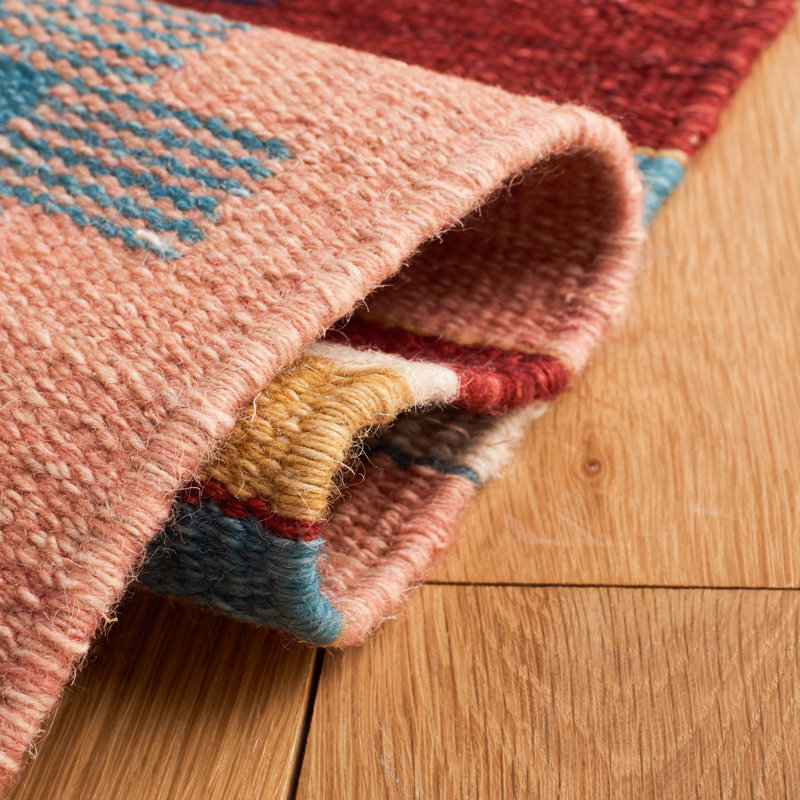 Suresnes Flat Weave Wool/Cotton Southwestern Rug in Light Pink/Blue, Rectangle 9' x 12'