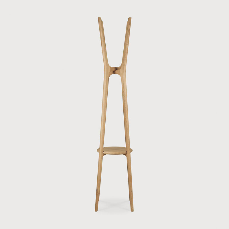 PI Solid Wood 4 - Hook Freestanding Coat Rack, Natural