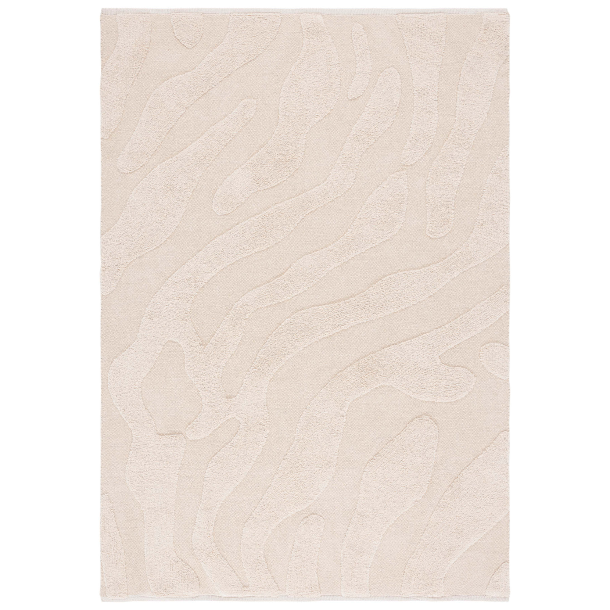 Moura Handmade Recycled Cotton Ivory Rug, Rectangle 4' x 6'